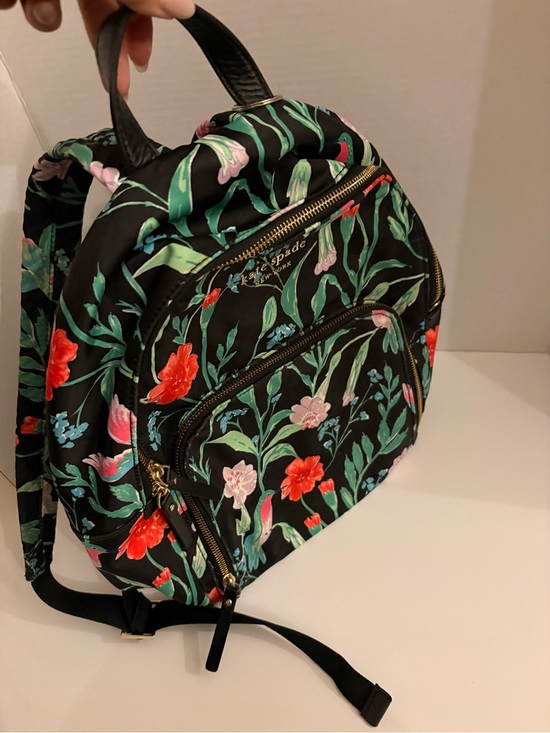 kate spade Black Floral Nylon Backpack with Colorful Blooms